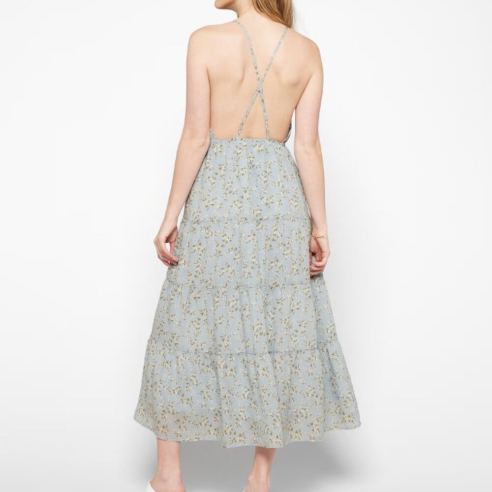 Blue Floral Sun Dress - Size L